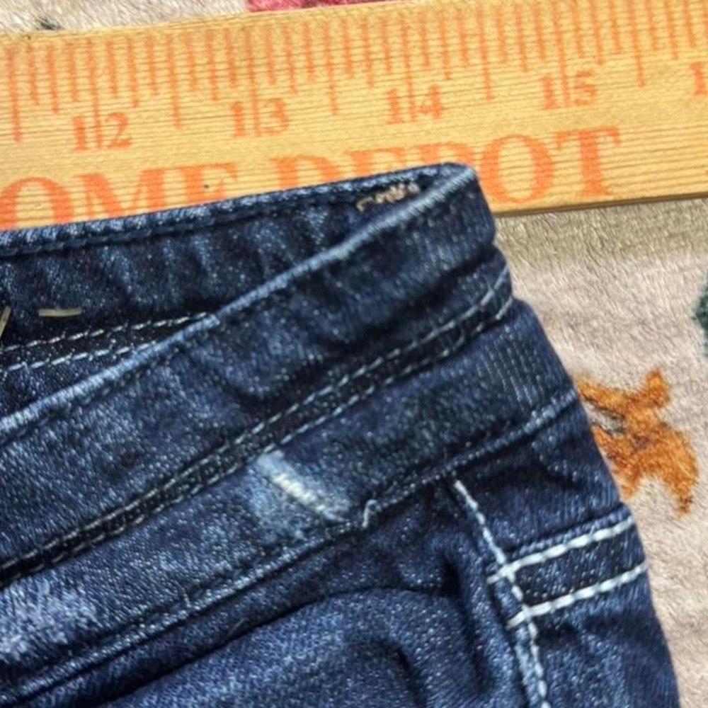 Aeropostale Womens Blue Denim Mini Shorts Y2K Low Rise Cuffed Dark Wash Size 0 - Picture 4 of 7